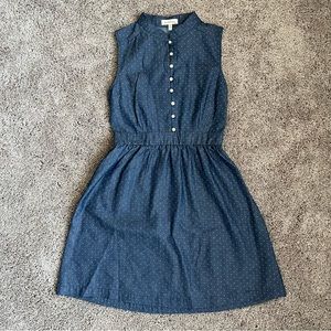 NWT Blue Sleeveless Polka Dot Denim Dress